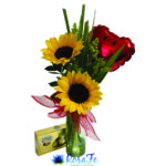 Florero con girasoles